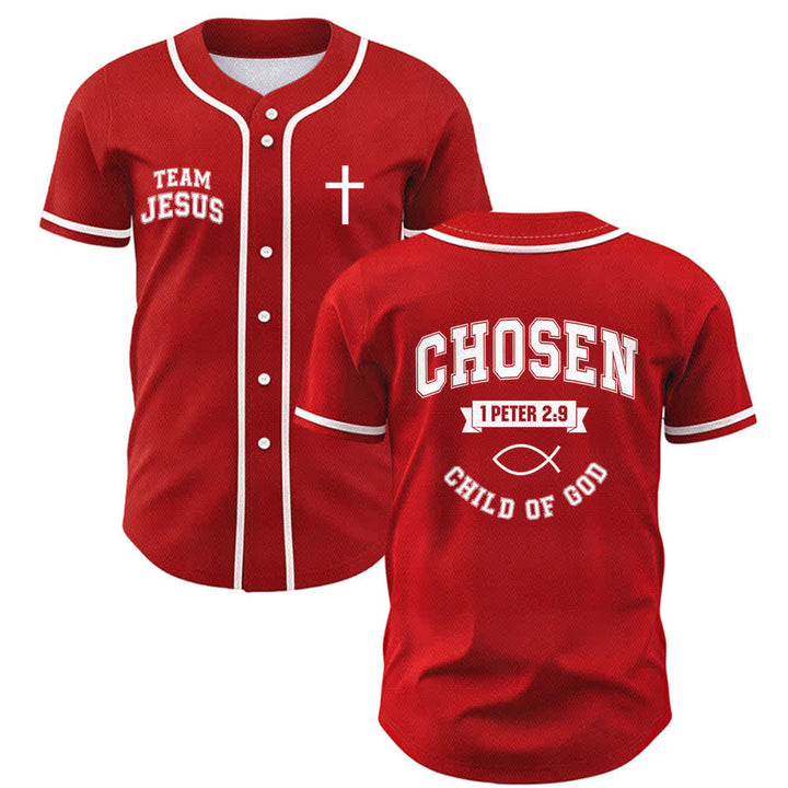 Christianartworkshop Team Jesus Chosen Child of God Baseball Jersey - Red - 5XL - image 49