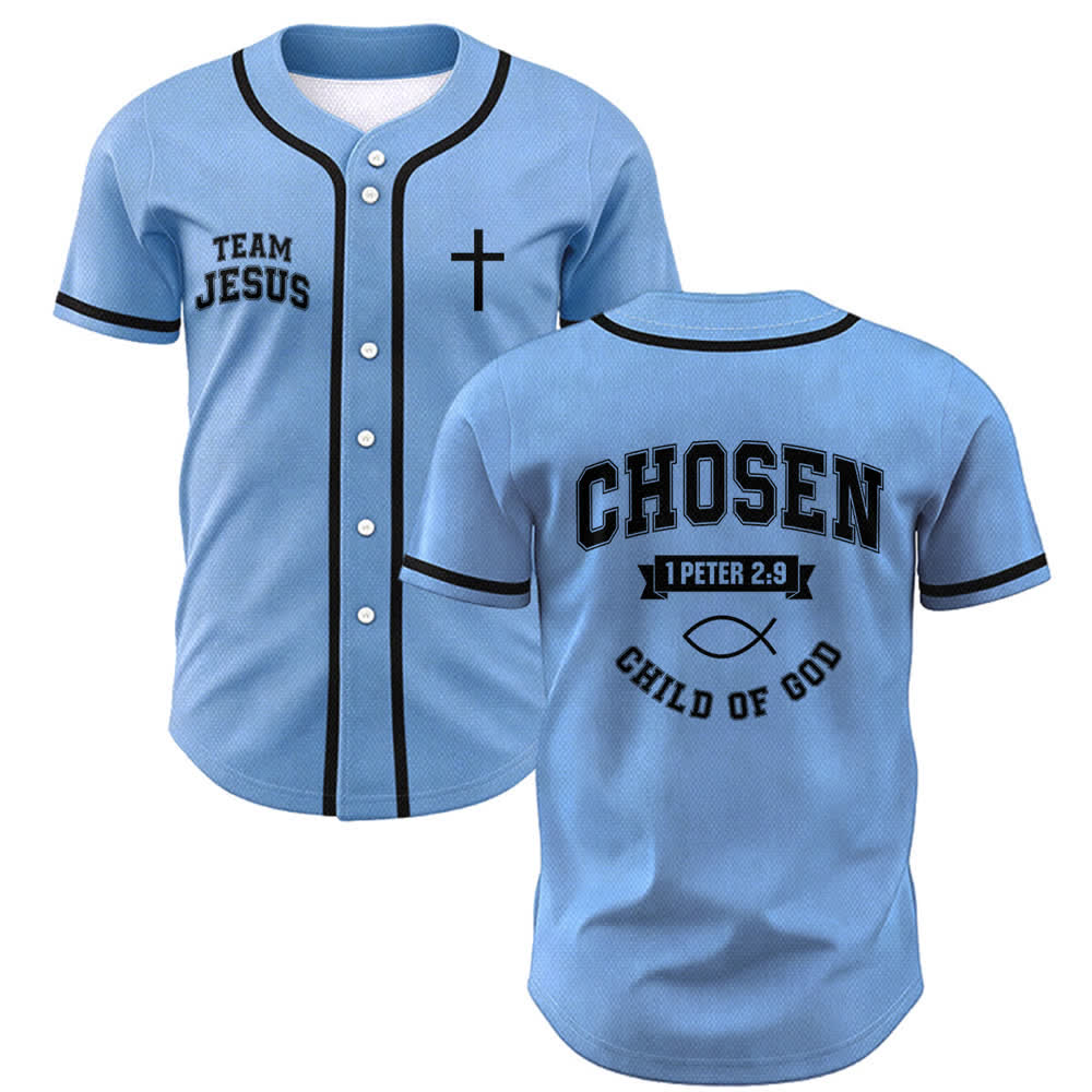Christianartworkshop Team Jesus Chosen Mesh Baseball Jersey - Blue - 5XL - image 35