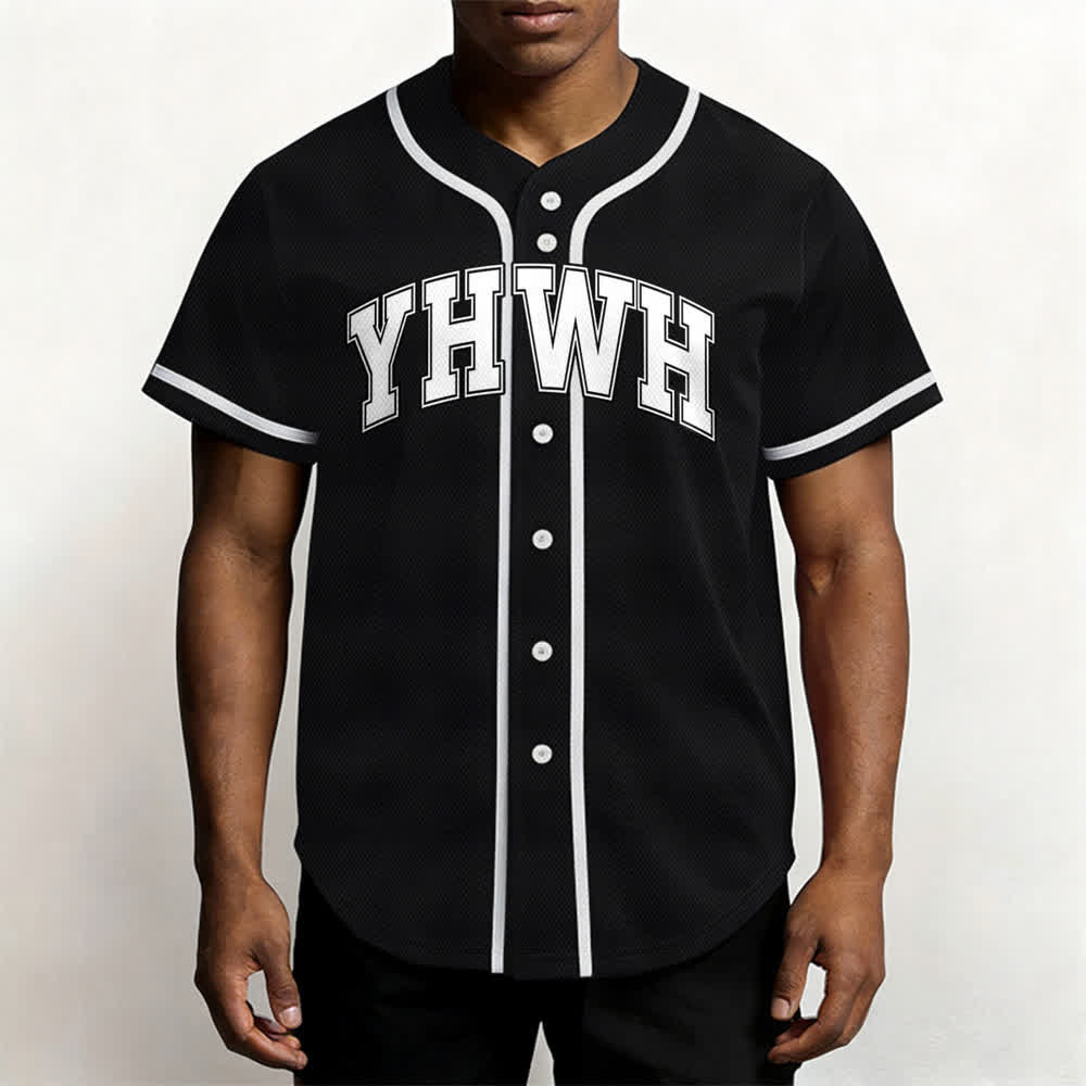 Christianartworkshop YHWH Varsity Mesh Button Front Baseball Jersey - image 5