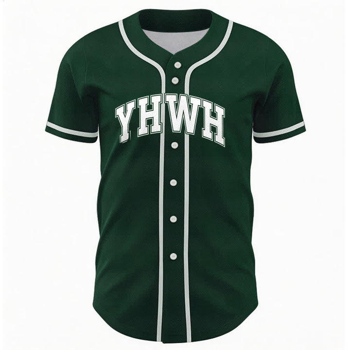 Christianartworkshop YHWH Varsity Button Front Baseball Jersey - Green - 5XL - image 9