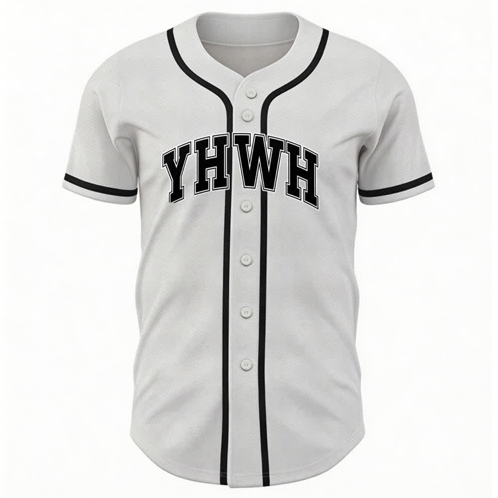Christianartworkshop YHWH Varsity Mesh Button Front Baseball Jersey - White - 5XL - image 0