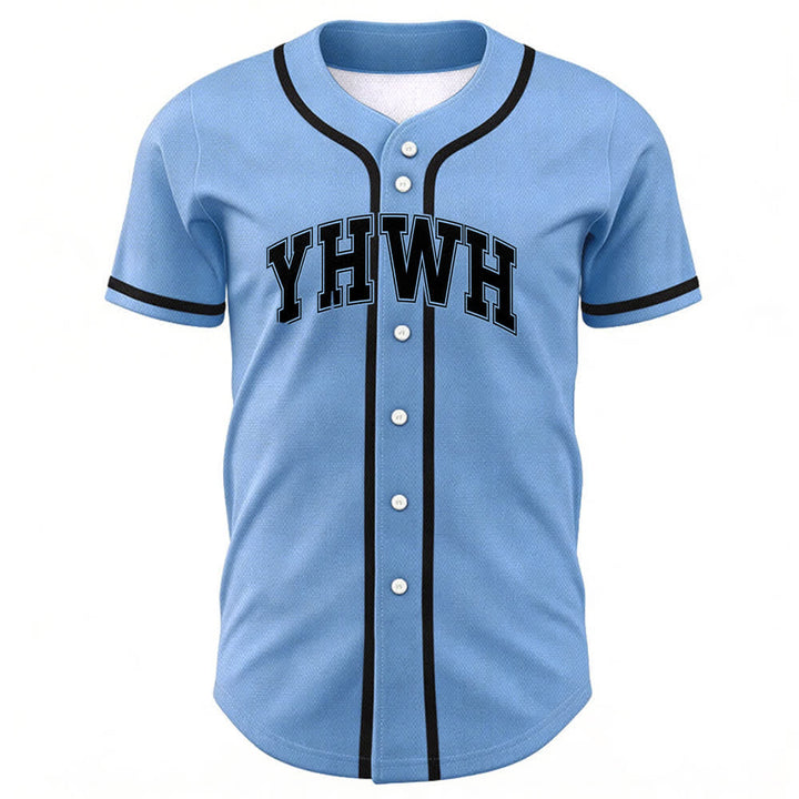 Christianartworkshop YHWH Varsity Mesh Button Front Baseball Jersey - Blue - 5XL - image 18