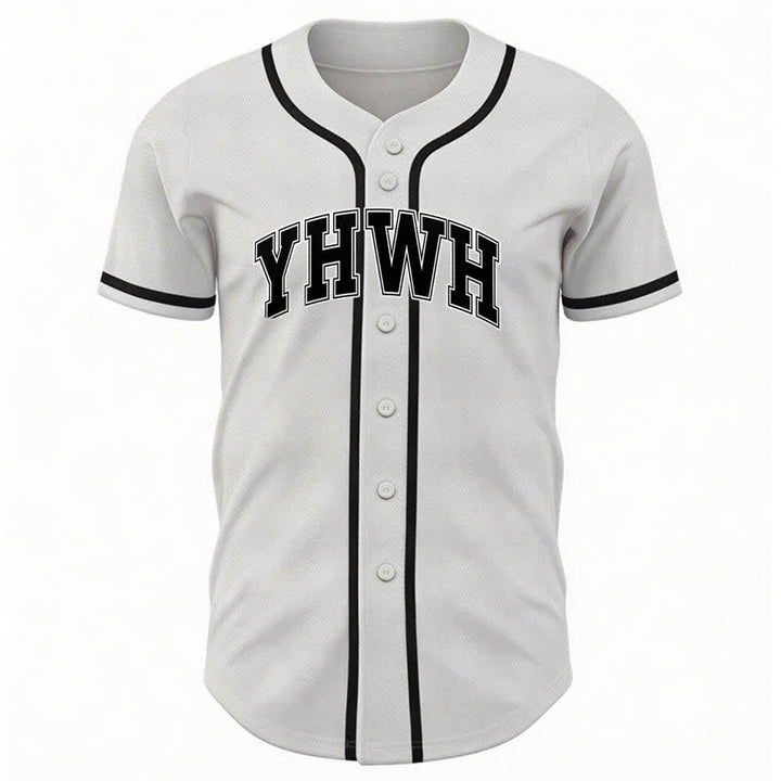 Christianartworkshop YHWH Varsity Button Front Baseball Jersey - White - 5XL - image 0