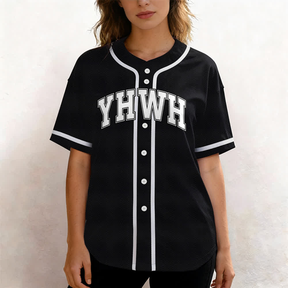 Christianartworkshop YHWH Varsity Mesh Button Front Baseball Jersey - image 4