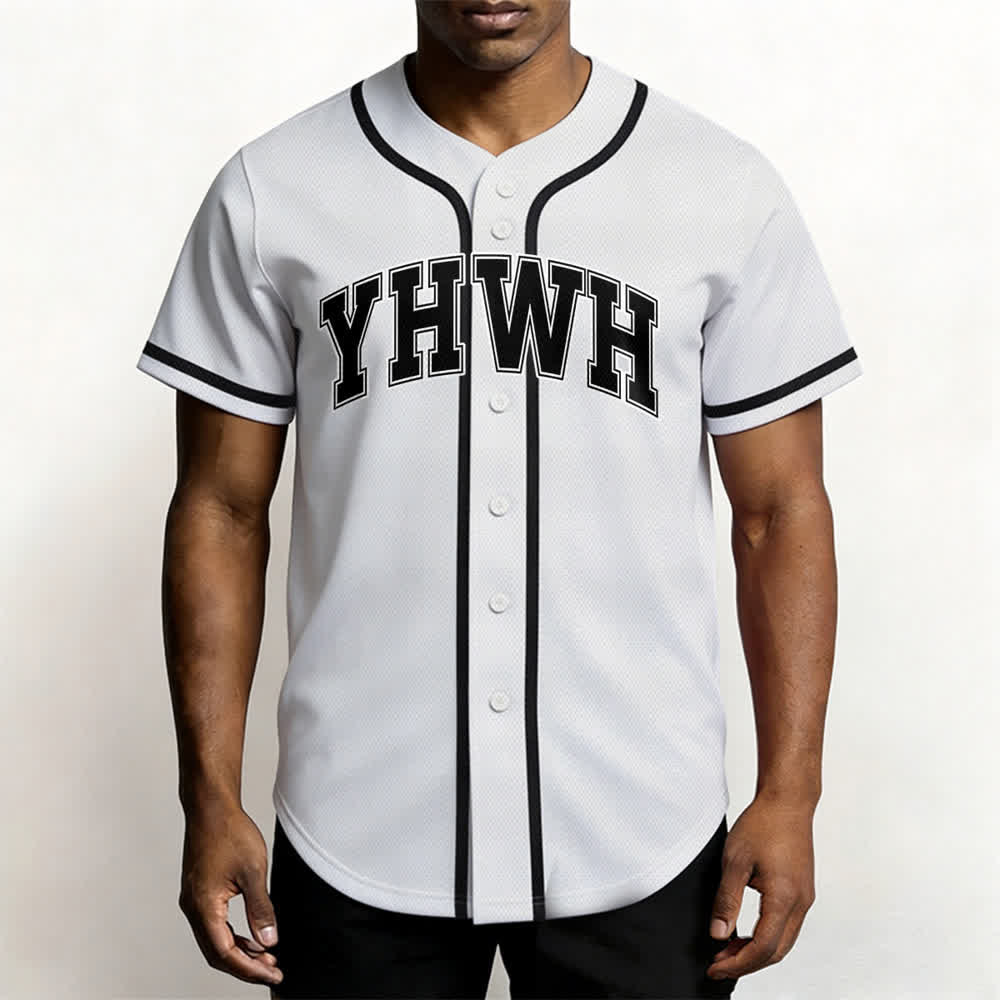 Christianartworkshop YHWH Varsity Mesh Button Front Baseball Jersey - image 2