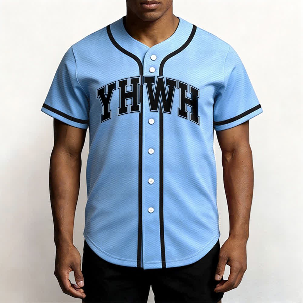 Christianartworkshop YHWH Varsity Mesh Button Front Baseball Jersey - image 20