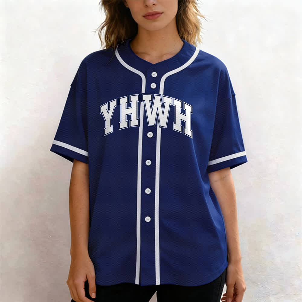 Christianartworkshop YHWH Varsity Mesh Button Front Baseball Jersey - image 16