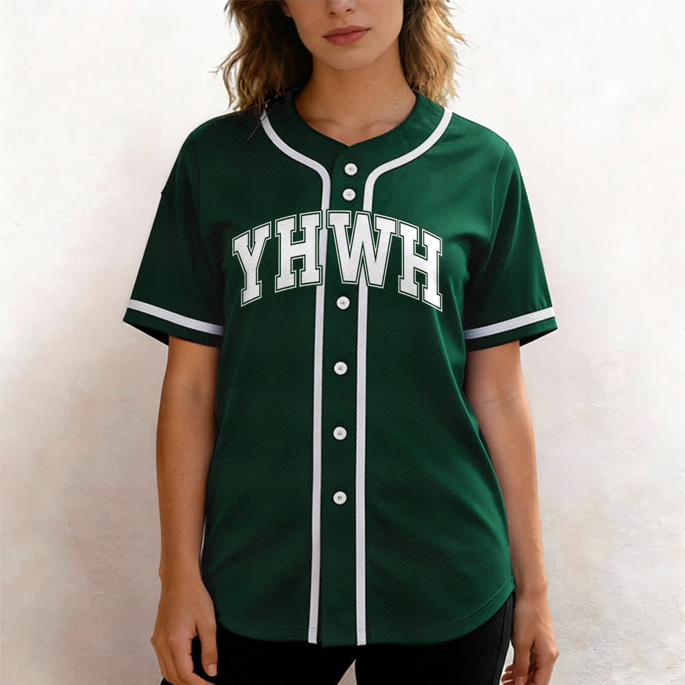 Christianartworkshop YHWH Varsity Button Front Baseball Jersey - image 10