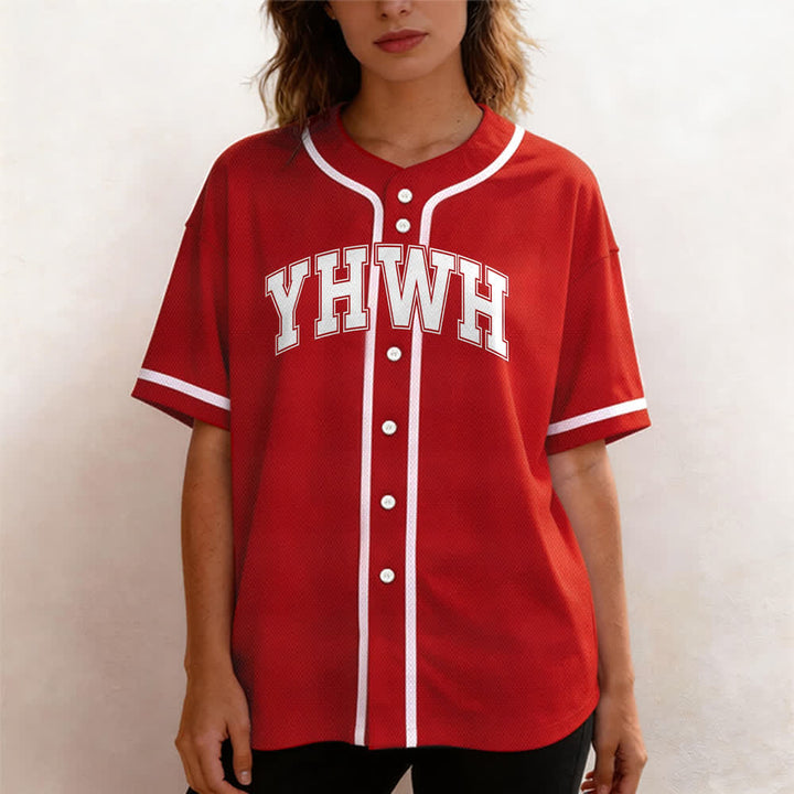 Christianartworkshop YHWH Varsity Mesh Button Front Baseball Jersey - image 22