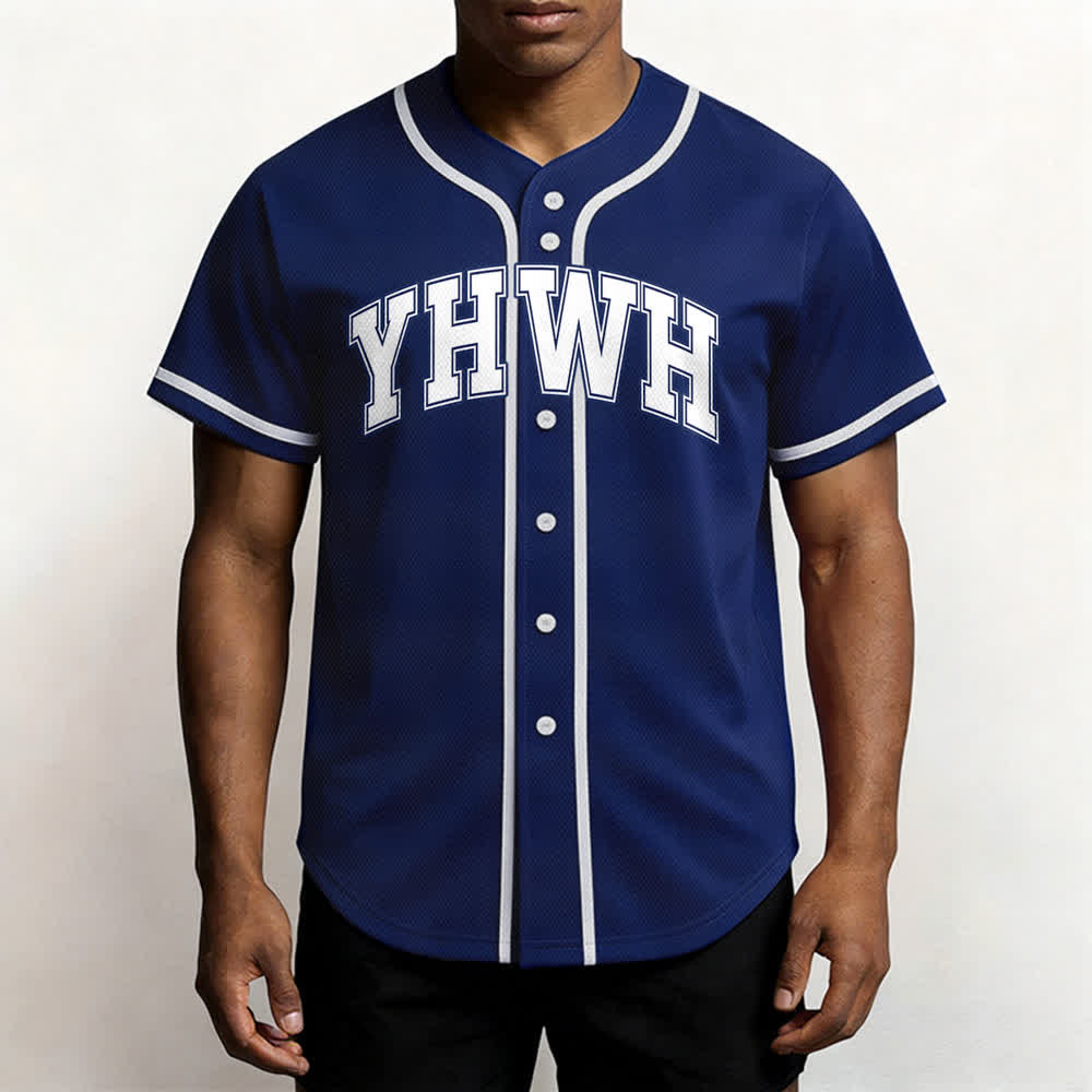 Christianartworkshop YHWH Varsity Mesh Button Front Baseball Jersey - image 17