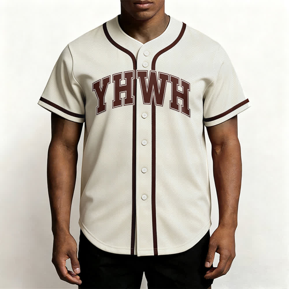 Christianartworkshop YHWH Varsity Mesh Button Front Baseball Jersey - image 8