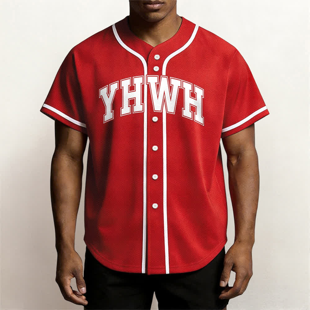 Christianartworkshop YHWH Varsity Mesh Button Front Baseball Jersey - image 23