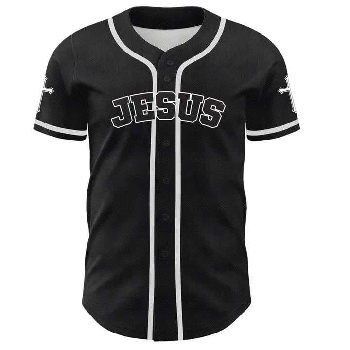 Christianartworkshop Jesus Lion Armor Black Button Up Baseball Jersey - image 2