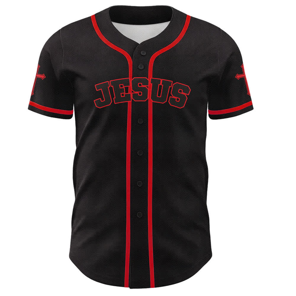 Christianartworkshop Jesus Lion Armor Black Button Up Baseball Jersey - image 9