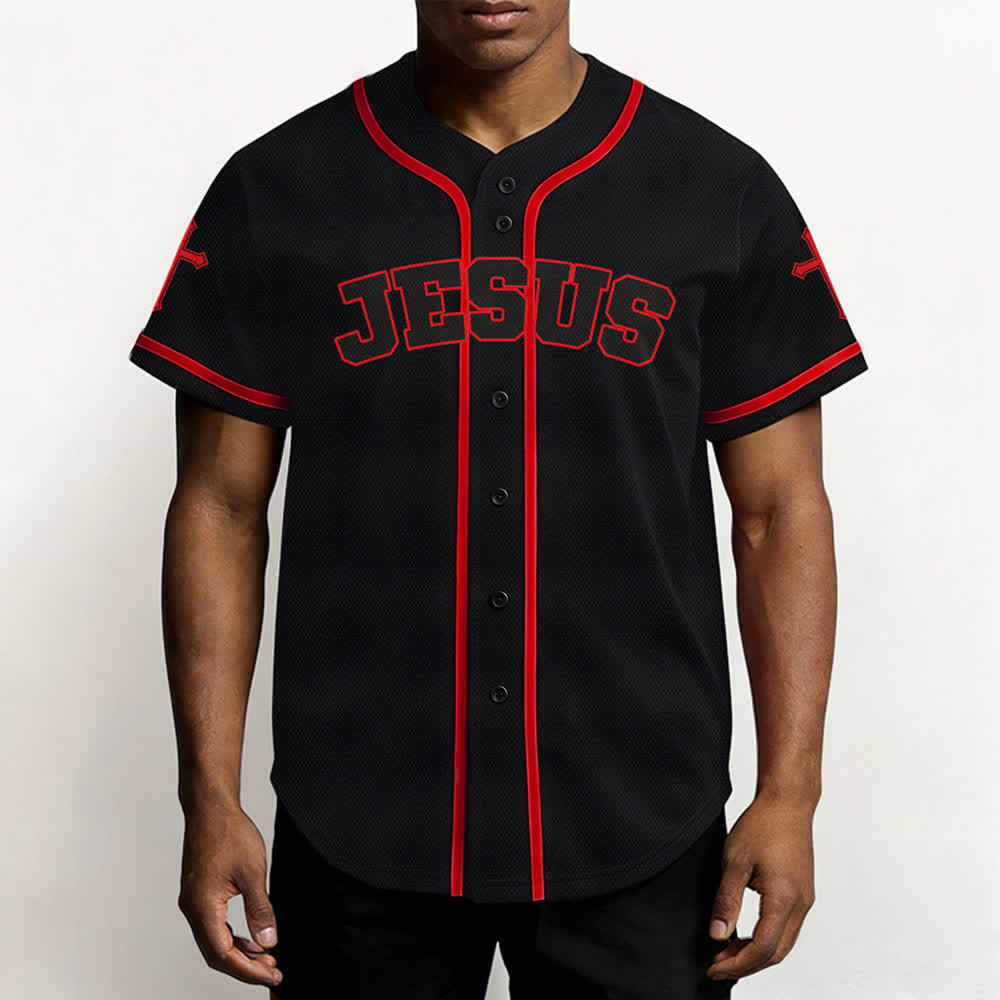Christianartworkshop Jesus Lion Armor Black Button Up Baseball Jersey - image 13