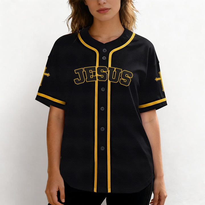 Christianartworkshop Jesus Lion Armor Black Button Up Baseball Jersey - image 18