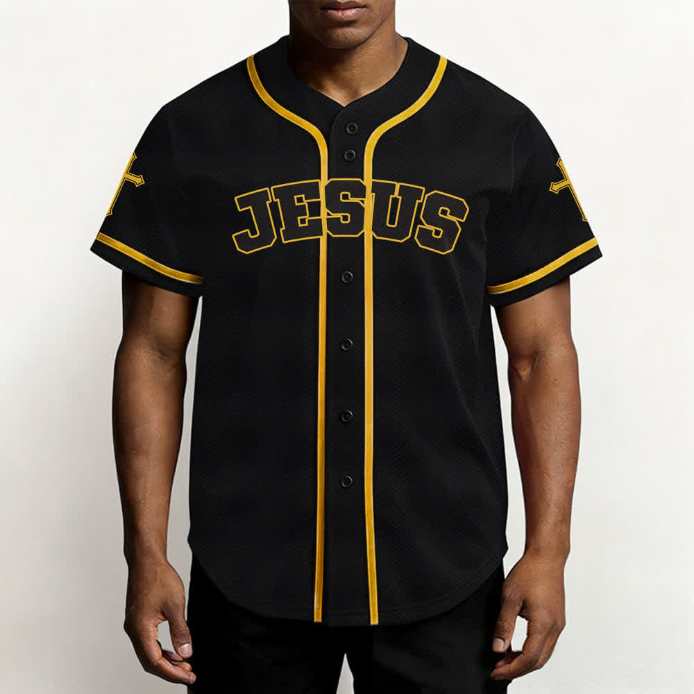 Christianartworkshop Jesus Lion Armor Black Button Up Baseball Jersey - image 20