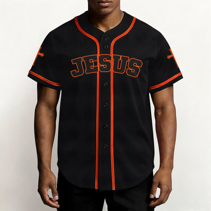 Christianartworkshop Jesus Lion Armor Black Button Up Baseball Jersey - image 25
