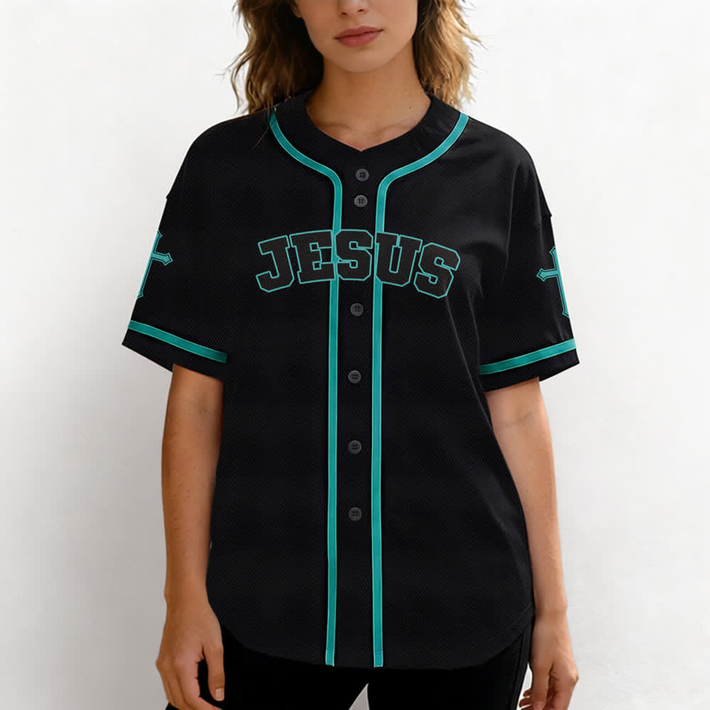 Christianartworkshop Jesus Lion Armor Black Button Up Baseball Jersey - image 39