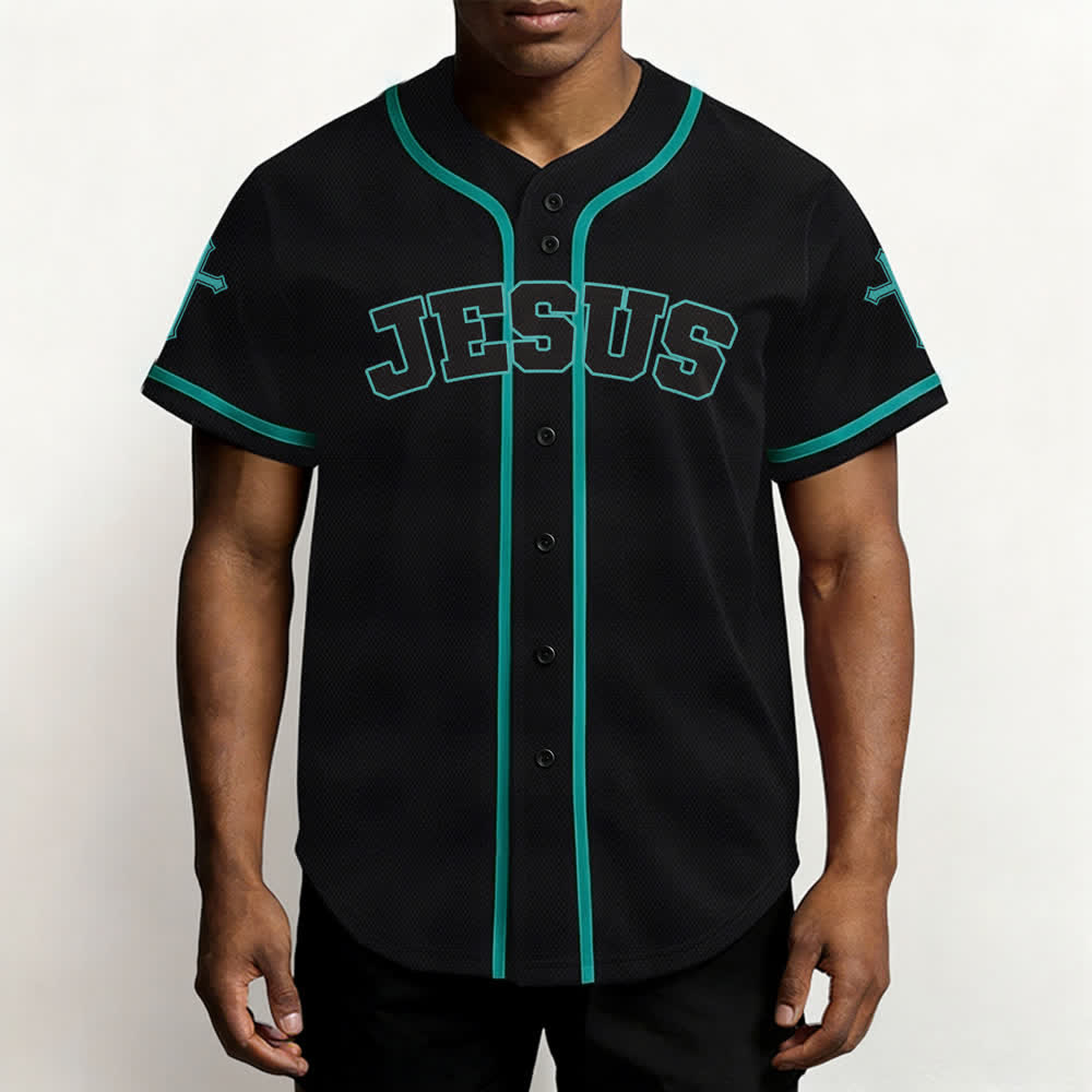 Christianartworkshop Jesus Lion Armor Black Button Up Baseball Jersey - image 41