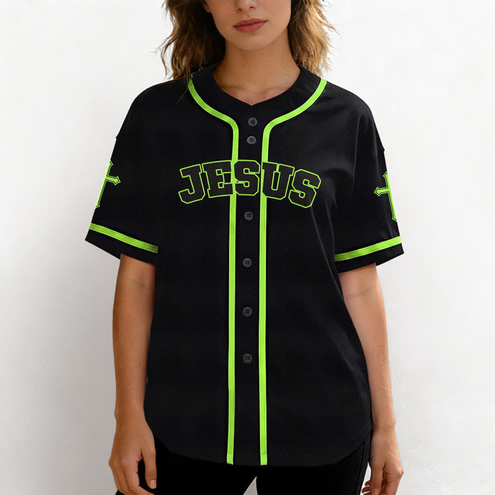 Christianartworkshop Jesus Lion Armor Black Button Up Baseball Jersey - image 53