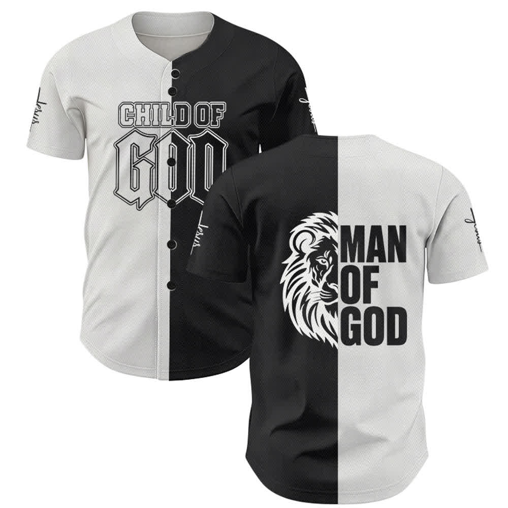 Christianartworkshop Child Of God Split Black White Baseball Jersey - 5XL - image 0