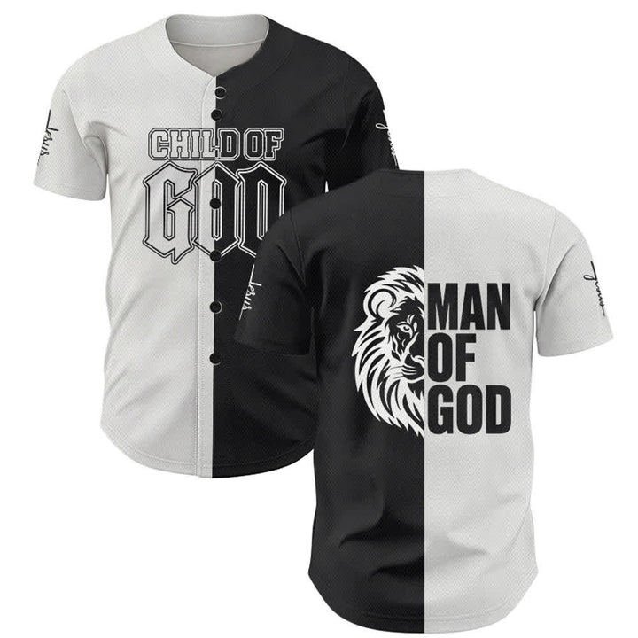 Christianartworkshop Child Of God Split Black White Baseball Jersey - 5XL - image 0