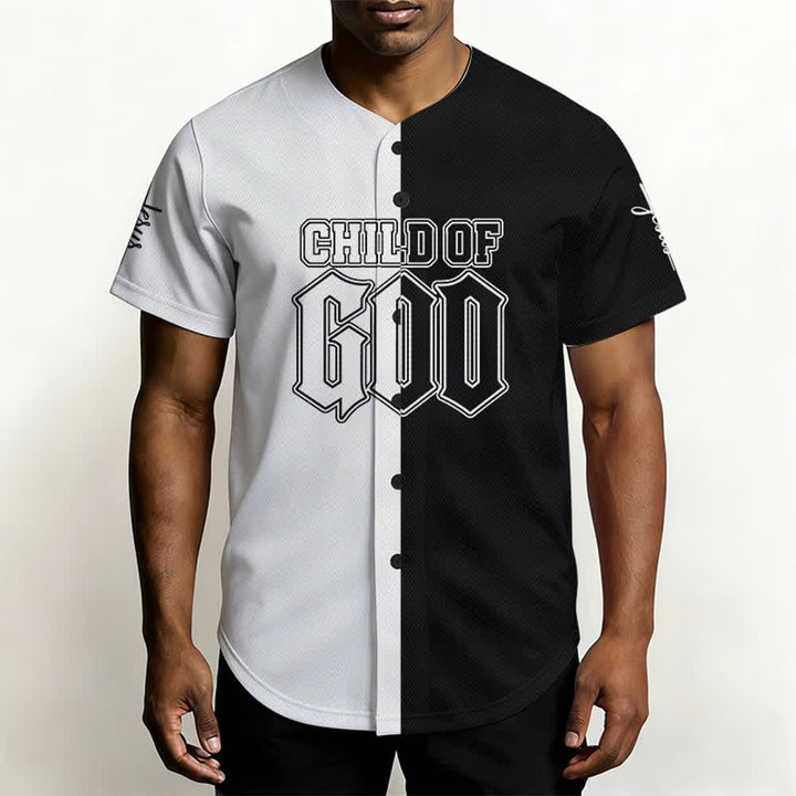 Christianartworkshop Child Of God Split Black White Baseball Jersey - image 6