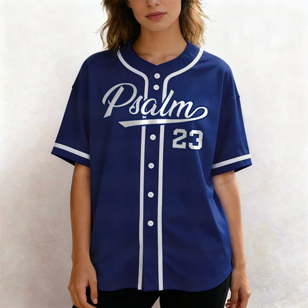 Christianartworkshop Psalm 23 Navy Scripture Team Baseball Jersey - image 4