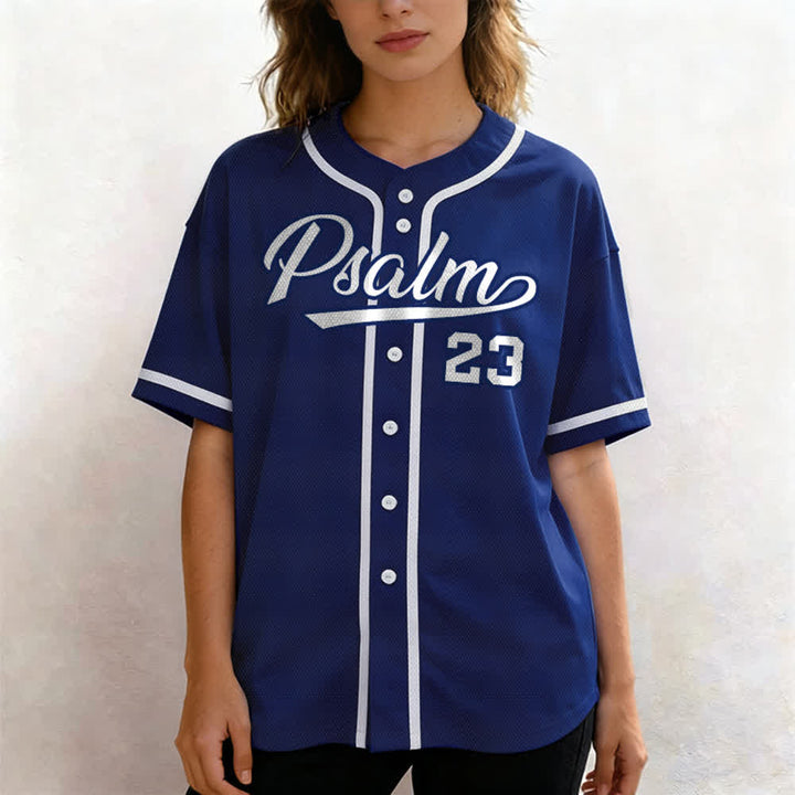 Christianartworkshop Psalm 23 Navy Scripture Team Baseball Jersey - image 4