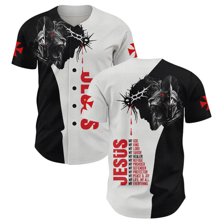 Christianartworkshop Split Tone Jesus Thorn Lion Street Baseball Jersey - 5XL - image 0