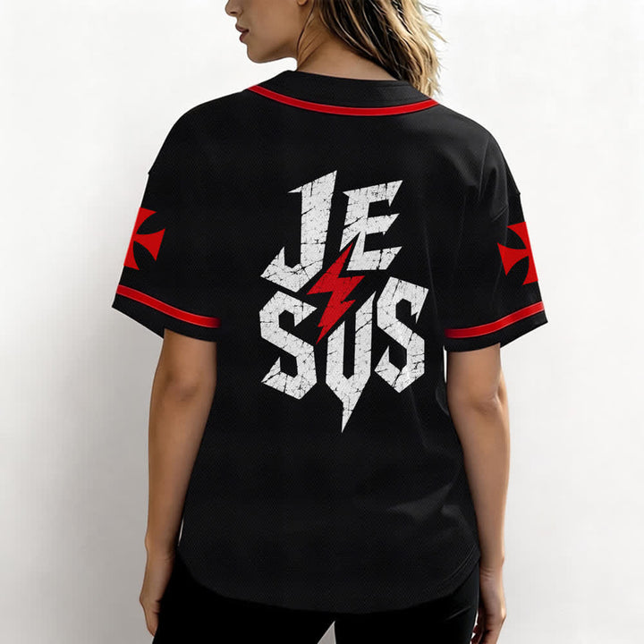 Christianartworkshop Jesus Highway To Heaven Distressed Black Baseball Jersey - image 10