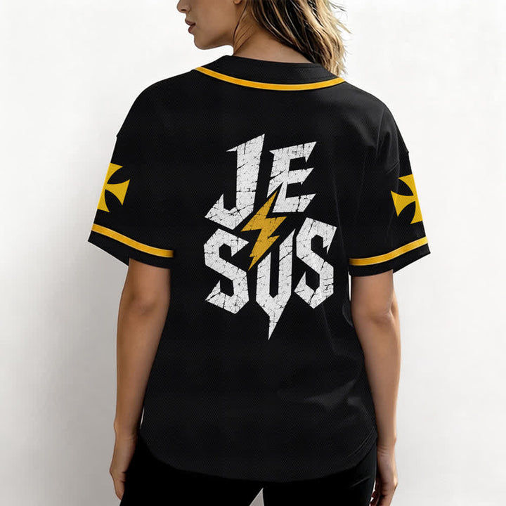 Christianartworkshop Jesus Highway To Heaven Distressed Black Baseball Jersey - image 17