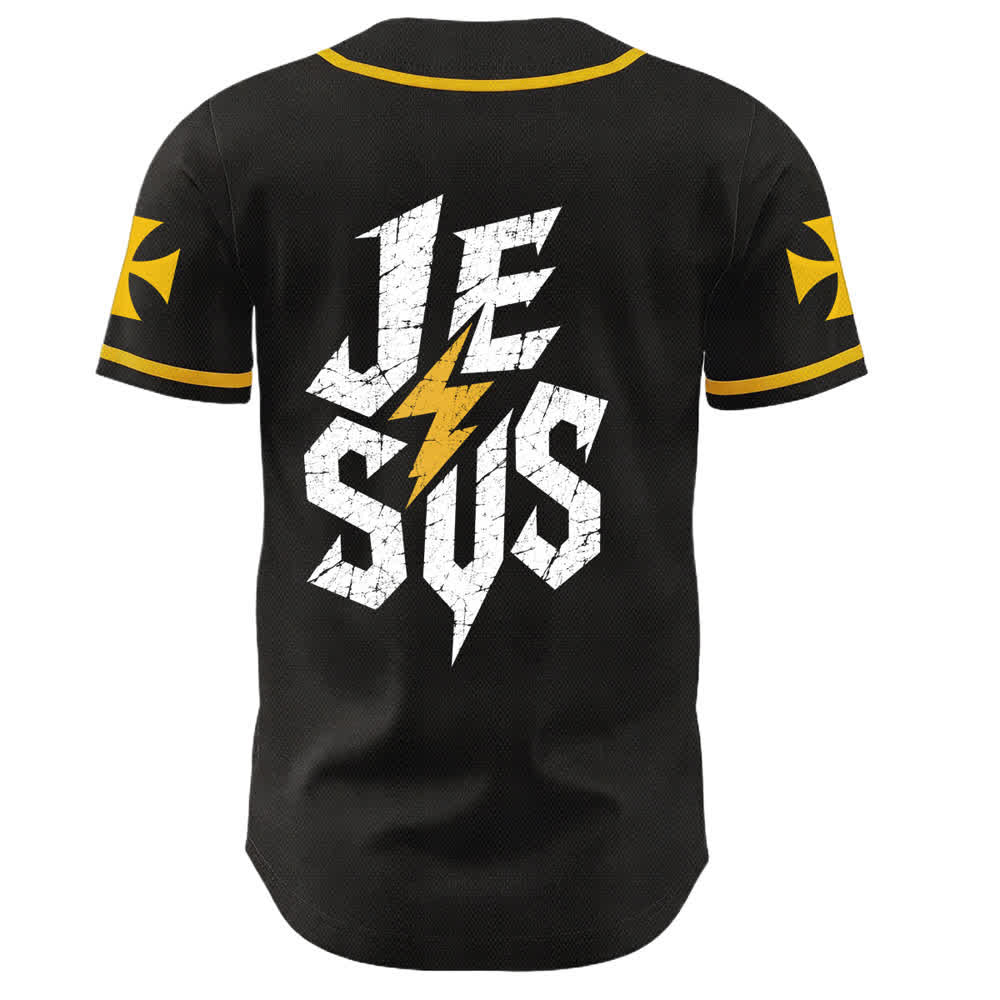 Christianartworkshop Jesus Highway To Heaven Distressed Black Baseball Jersey - image 15