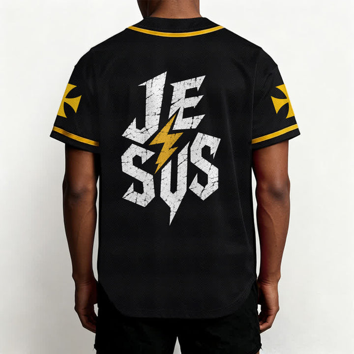 Christianartworkshop Jesus Highway To Heaven Distressed Black Baseball Jersey - image 19
