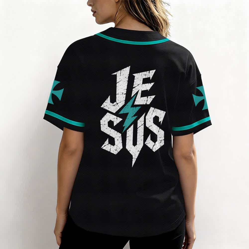 Christianartworkshop Jesus Highway To Heaven Distressed Black Baseball Jersey - image 31