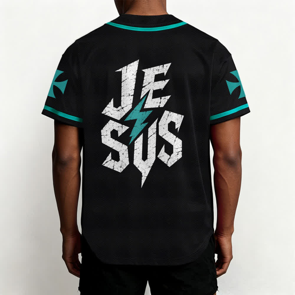 Christianartworkshop Jesus Highway To Heaven Distressed Black Baseball Jersey - image 33