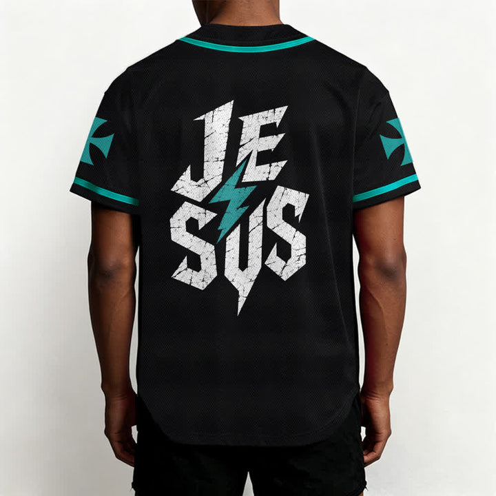 Christianartworkshop Jesus Highway To Heaven Distressed Black Baseball Jersey - image 33