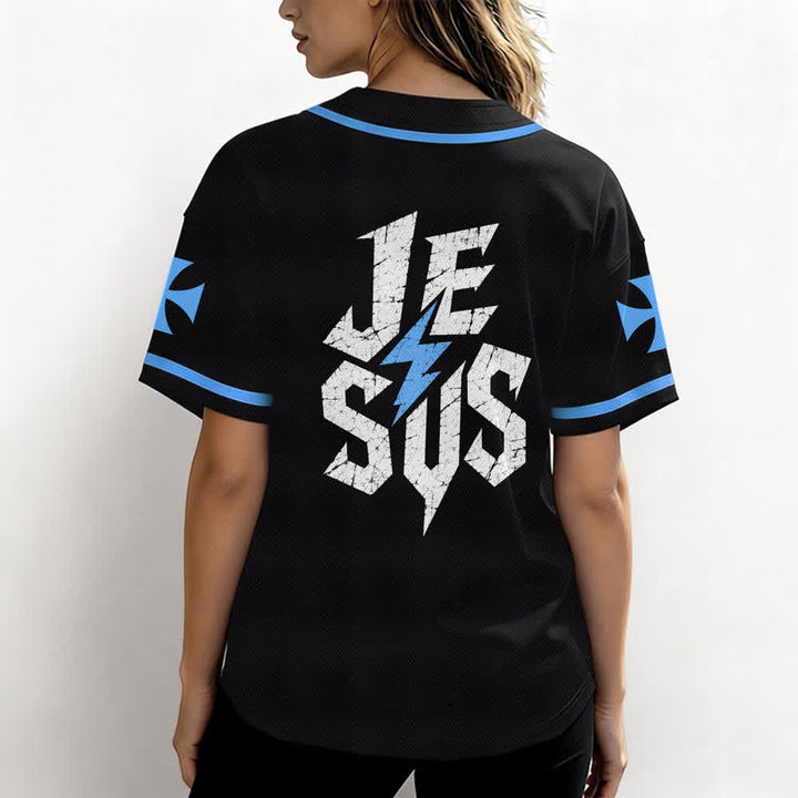 Christianartworkshop Jesus Highway To Heaven Distressed Black Baseball Jersey - image 38