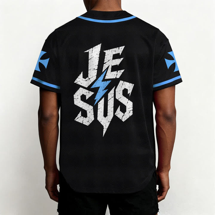 Christianartworkshop Jesus Highway To Heaven Distressed Black Baseball Jersey - image 40