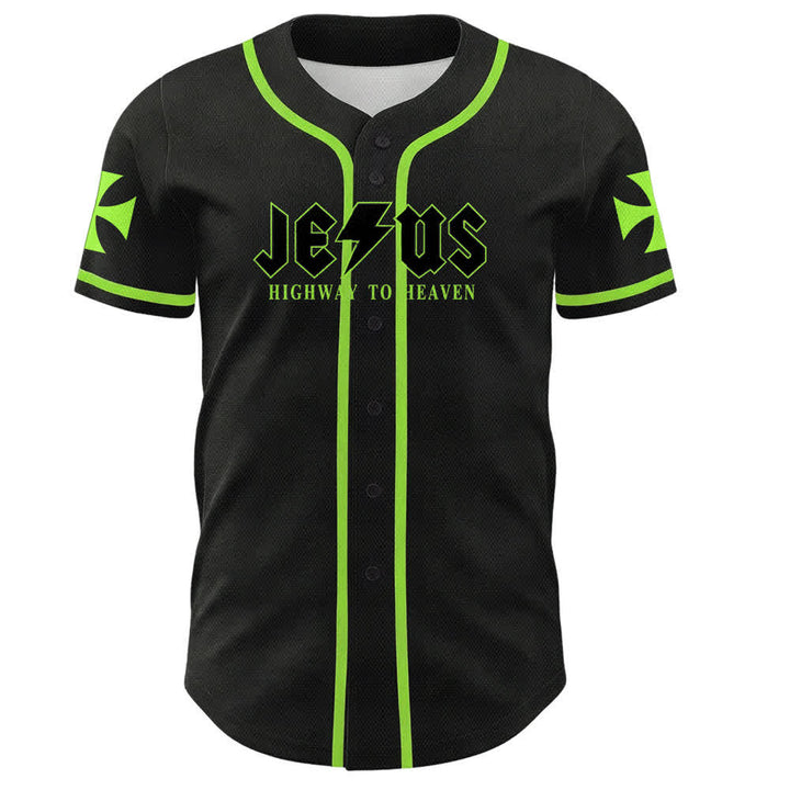 Christianartworkshop Jesus Highway To Heaven Distressed Black Baseball Jersey - image 51