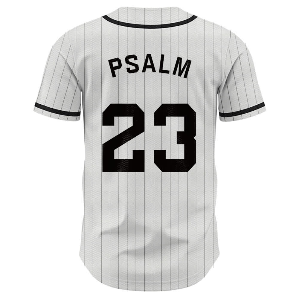 Christianartworkshop Psalm 23 Pinstripe Varsity Button Up Baseball Jersey - image 1