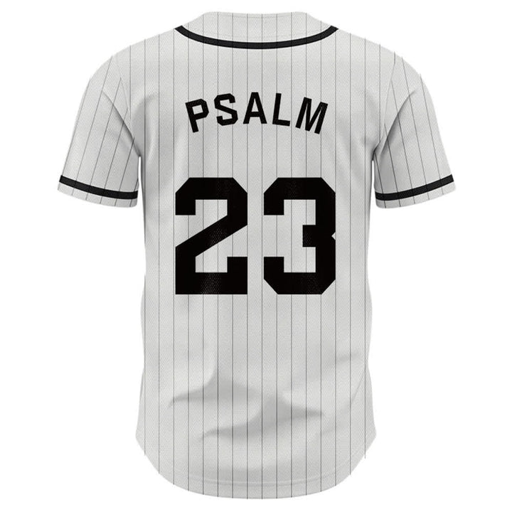 Christianartworkshop Psalm 23 Pinstripe Varsity Button Up Baseball Jersey - image 1