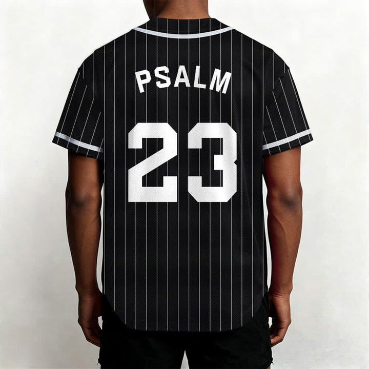 Christianartworkshop Psalm 23 Pinstripe Varsity Button Up Baseball Jersey - image 10