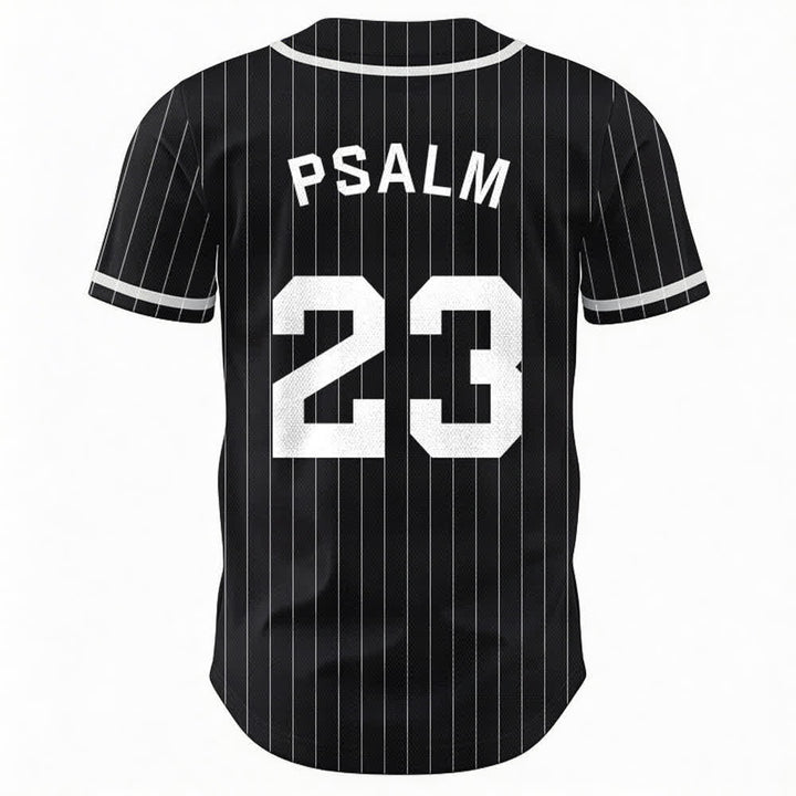 Christianartworkshop Psalm 23 Pinstripe Varsity Button Up Baseball Jersey - image 8