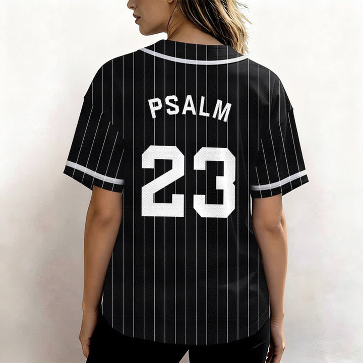 Christianartworkshop Psalm 23 Pinstripe Varsity Button Up Baseball Jersey - image 12