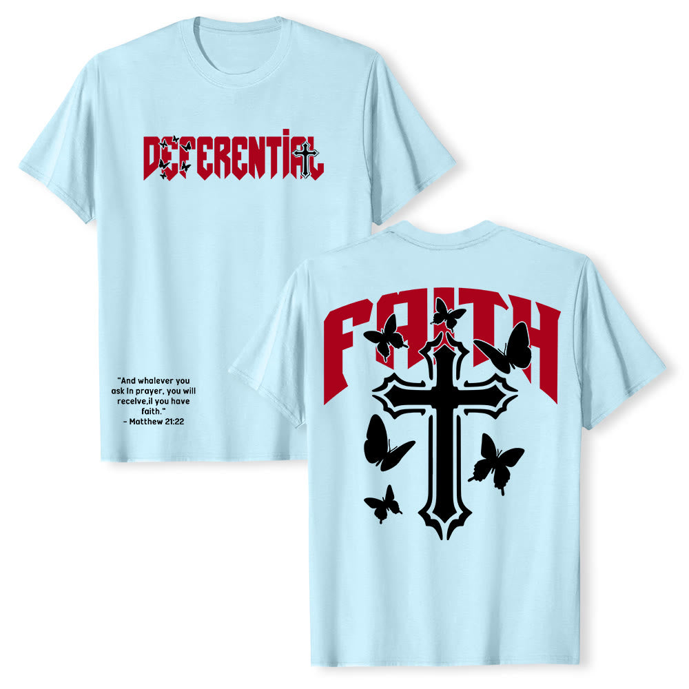 Christianartworkshop "FAITH" Short Sleeve T-shirt - Blue - 2XL - image 21