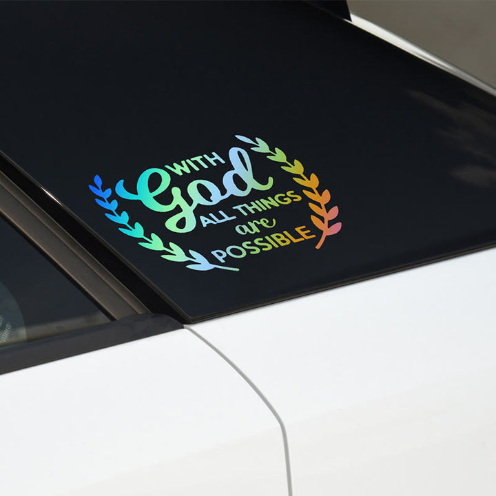 Christianartworkshop With God All Things Are Possible Statement Vinyl Car Sticker Encourage Daily Reminder - image 1