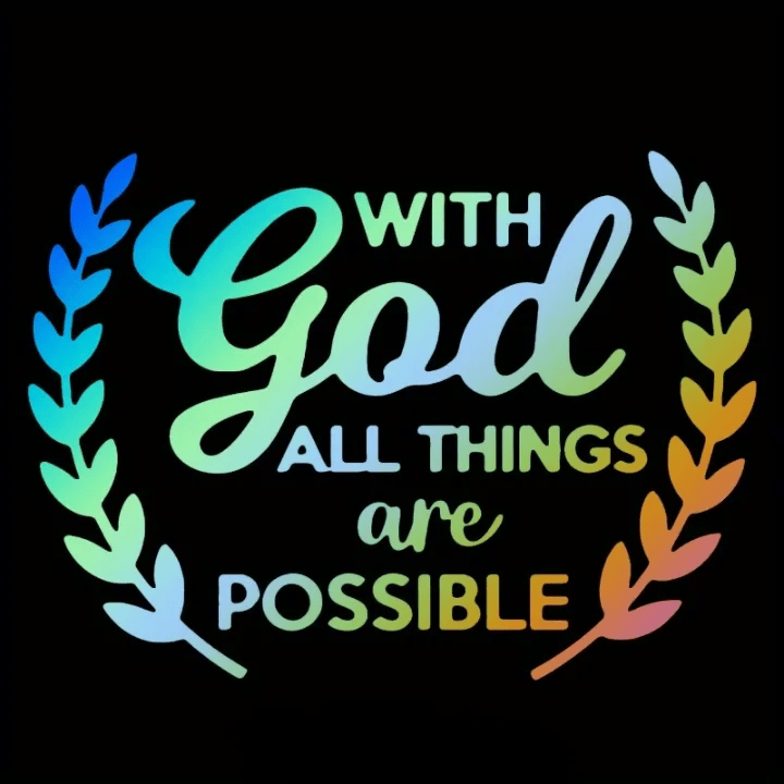Christianartworkshop With God All Things Are Possible Statement Vinyl Car Sticker Encourage Daily Reminder - Multicolor - Set of 10 - image 0