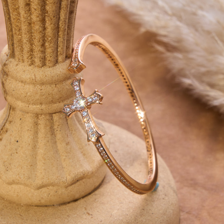 Christianartworkshop Slim Paved Stone Cross Cuff Bangle: Emblem of Soft Divine Serenity - image 2